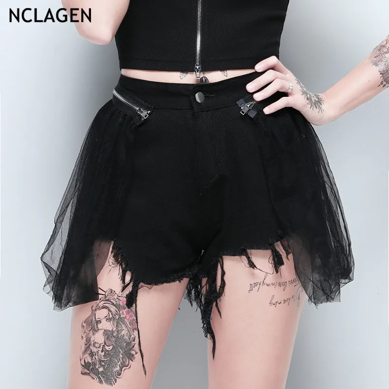 NCLAGEN 2019 Cool Girls Detachable Tulle Lace Patchwork Denim Shorts Punk Style High Waist Women Gothic Butt Lift Skirt Shorts
NCLAGEN 2019 Cool Girls Detachable Tulle Lace Patchwork Denim Shorts Punk Style High Waist Women Gothic Butt Lift Skirt Shorts