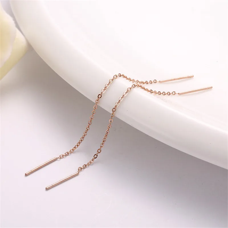 Fashion Bijoux Rose Gold Color Anti-allergic Long Earring For Women Vacuum Plating No Fade Stainless Steel Ear Line Oorbellen
Fashion Bijoux Rose Gold Color Anti-allergic Long Earring For Women Vacuum Plating No Fade Stainless Steel Ear Line Oorbellen
