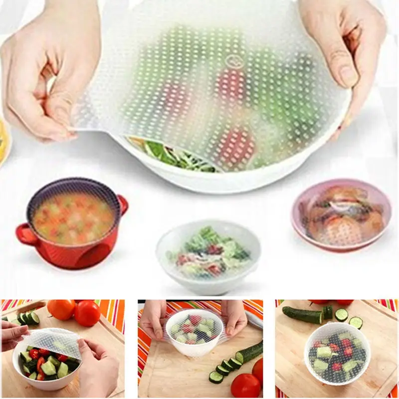 4pcs Silicone Saran Wrap Food Fresh Keep Cover Wrap In Different Size Plate Seal Cover Stretch Cling Film Kitchen Storage Tools
4pcs Silicone Saran Wrap Food Fresh Keep Cover Wrap In Different Size Plate Seal Cover Stretch Cling Film Kitchen Storage Tools