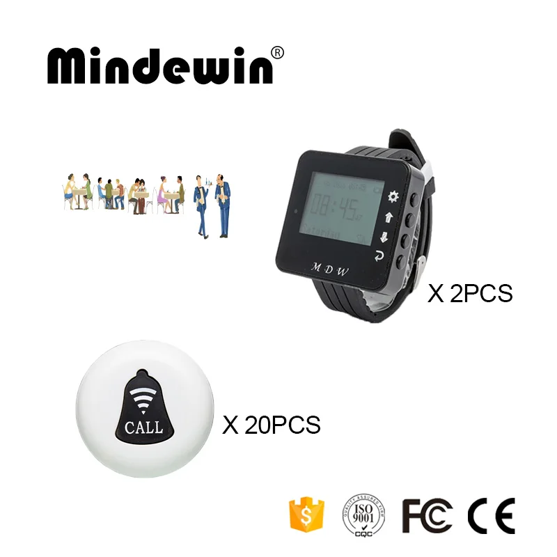 Mindewin Wireless Cafe Pager System 20PCS Table Call Buttons M-K-1 and 2PCS Wrist Watch Pager M-W-1 Restaurant Coaster Pager
Mindewin Wireless Cafe Pager System 20PCS Table Call Buttons M-K-1 and 2PCS Wrist Watch Pager M-W-1 Restaurant Coaster Pager