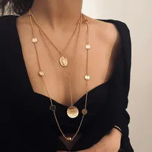 Ingemark Boho Lange Gelaagde Ketting Paar Heilige Moeder Hanger Choker Ketting voor Vrouwen Fashion Collier Sieraden Accessoires Vrouwelijke(China)