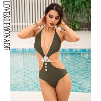 LOVE & LEMONADE Amy Green Cut Out Rhinestone Metal Chain Decoration Beach SWINSUIT LM1180
LOVE & LEMONADE Amy Green Cut Out Rhinestone Metal Chain Decoration Beach SWINSUIT LM1180