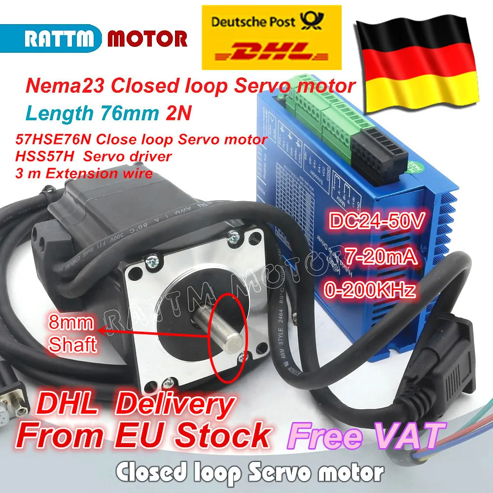 DE free VAT 1Set Nema23 Closed Loop Servo Motor 76mm 4.2A Closed Loop 2N.m & HSS57 Hybrid Step-servo Driver CNC Controller Kit
DE free VAT 1Set Nema23 Closed Loop Servo Motor 76mm 4.2A Closed Loop 2N.m & HSS57 Hybrid Step-servo Driver CNC Controller Kit