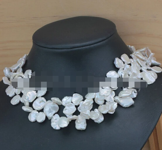 Miss charm Jew1972 17-18 "2row 17mm white Reborn Keshi baroque freshwater pearl necklace-925silver
Miss charm Jew1972 17-18 "2row 17mm white Reborn Keshi baroque freshwater pearl necklace-925silver