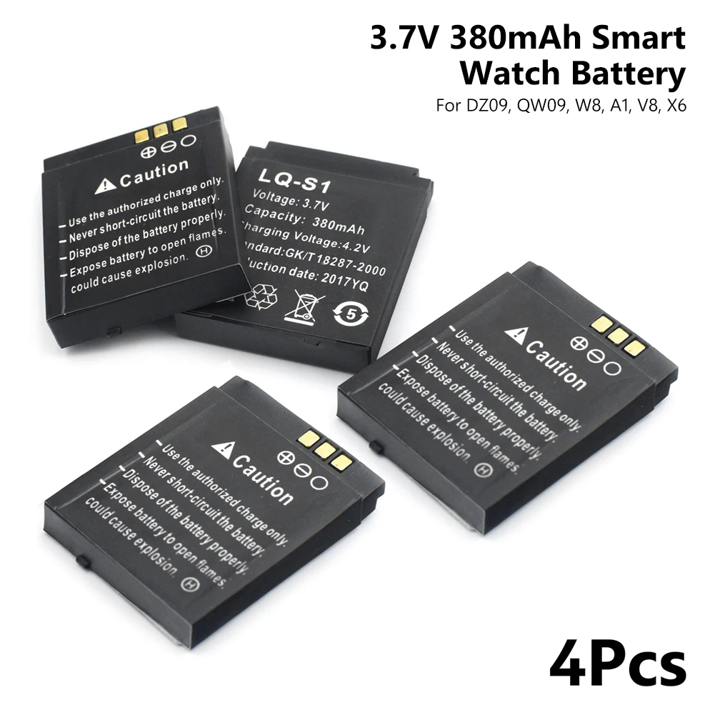 YCDC 4PCS Smart Watch Battery 3.7V 380mAh Li-ion Polymer Battery Replacement For Smart Watch DZ09 W8
YCDC 4PCS Smart Watch Battery 3.7V 380mAh Li-ion Polymer Battery Replacement For Smart Watch DZ09 W8