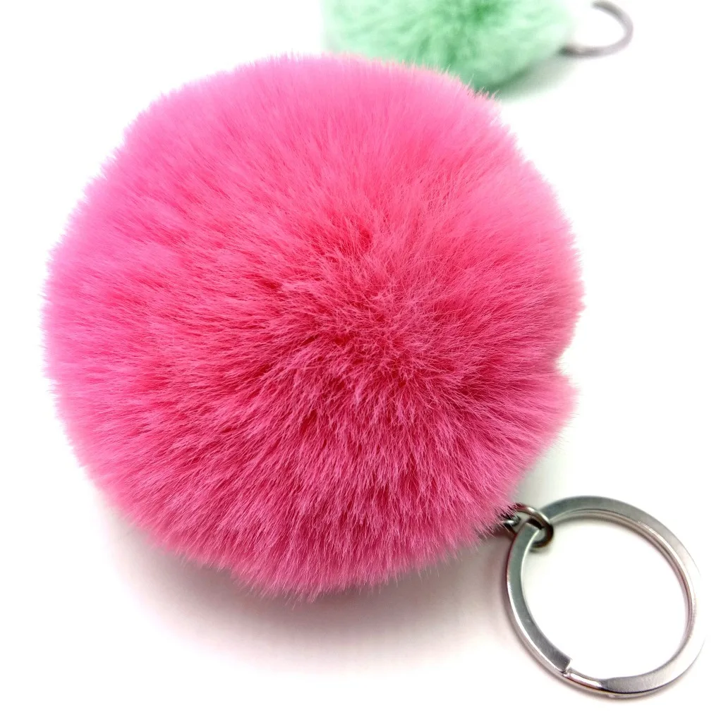 

8CM Fluffy Key Chains SoftBall Pompom Keychain Cute fake Rabbit Fur For Women Bag Cars Pom Pom Keyring Pendant Porte Clef Charm