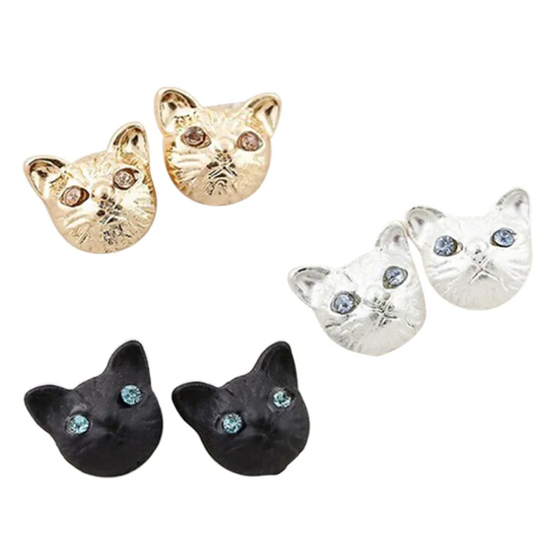 Hot Sale 1pair Hot Sale Silver Gold Black Cute Cat Earings Small Stud Earrings For Women Fashion Jewelry
Hot Sale 1pair Hot Sale Silver Gold Black Cute Cat Earings Small Stud Earrings For Women Fashion Jewelry
