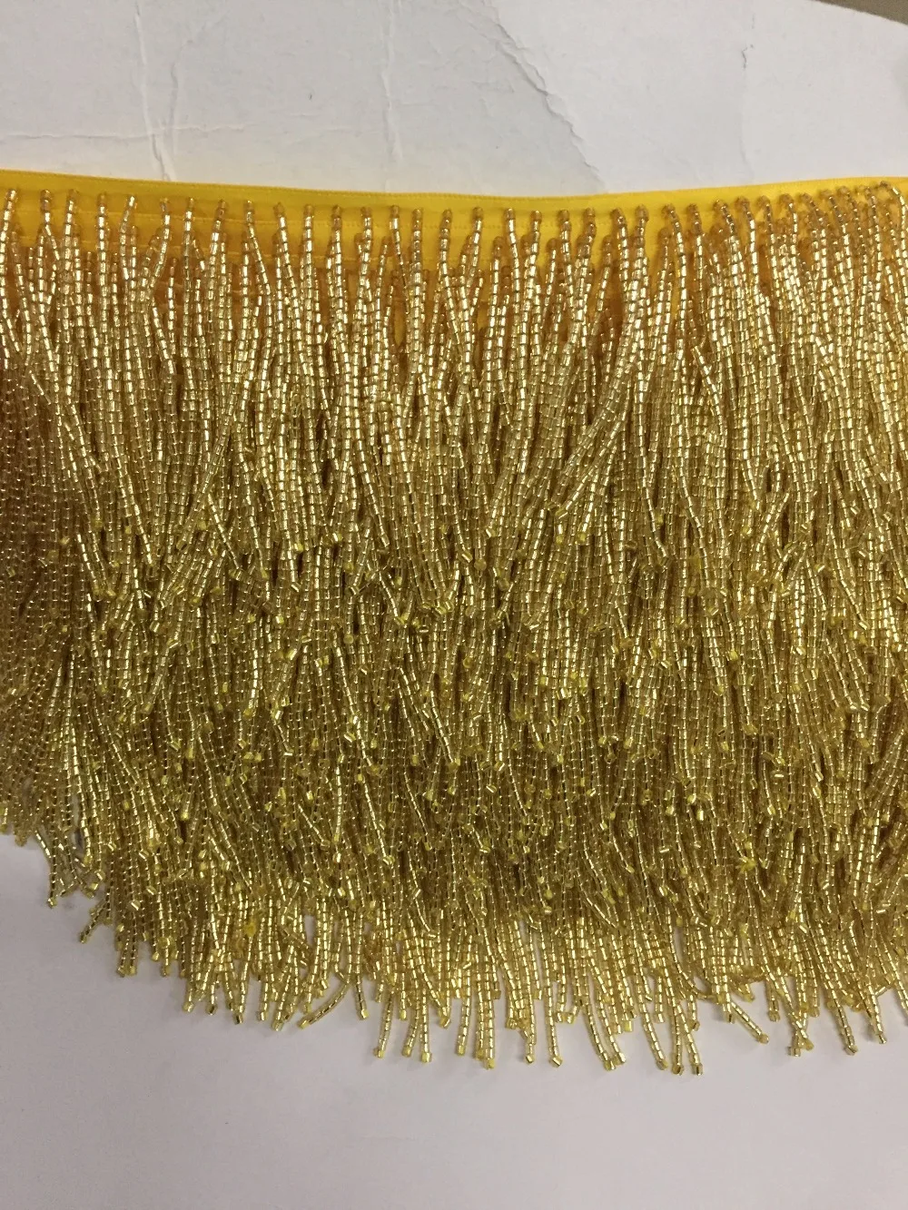 yy046 # 10 yards gold 5 cm width round beads silk ribbon fringe tassel for wedding dress /garment/decorative
yy046 # 10 yards gold 5 cm width round beads silk ribbon fringe tassel for wedding dress /garment/decorative