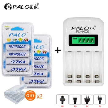 PALO intelligent LCD display Indicator 4 Slots AA/AAA Battery Charger AA charger 1.2v+ 8pcs aa 3000mah NiMh rechargeable Battery
PALO intelligent LCD display Indicator 4 Slots AA/AAA Battery Charger AA charger 1.2v+ 8pcs aa 3000mah NiMh rechargeable Battery