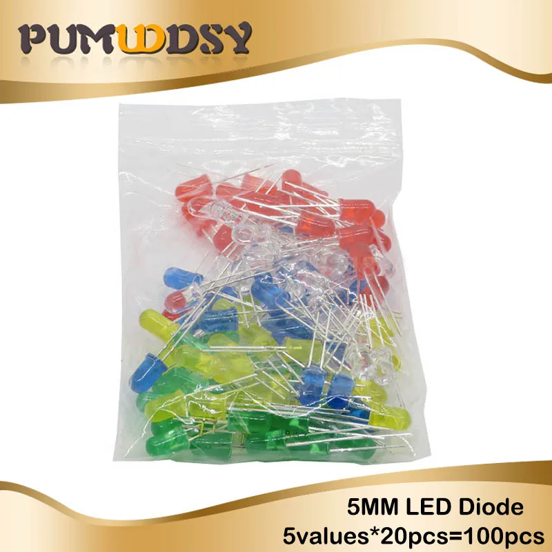 5Colors*20PCS=100PCS 5mm LED Diode Light Assorted Kit Green Blue White Yellow Red COMPONENT DIY kit new original
5Colors*20PCS=100PCS 5mm LED Diode Light Assorted Kit Green Blue White Yellow Red COMPONENT DIY kit new original