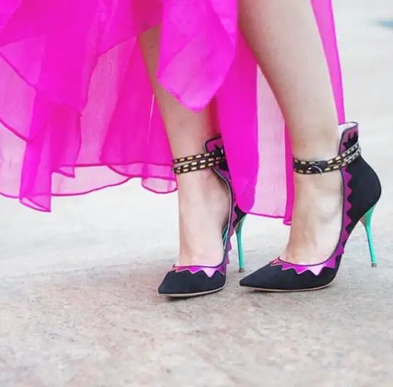 Purple Color Laser Leather Patchwork Women Black Suede Leather Pumps Sexy Pointed Toe Ankle Buckles Ladies Dress Shoe Party Shoe
Purple Color Laser Leather Patchwork Women Black Suede Leather Pumps Sexy Pointed Toe Ankle Buckles Ladies Dress Shoe Party Shoe