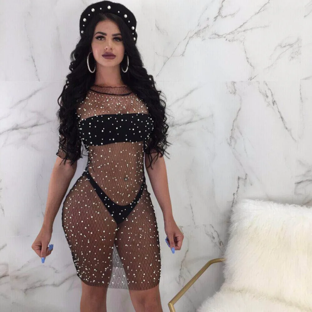 BKLD Sheer Mesh Sequins Party Dress 2018 Women Hollow Out Bandage Dress Women Short Summer Night Club Dress Transparent Vestidos
BKLD Sheer Mesh Sequins Party Dress 2018 Women Hollow Out Bandage Dress Women Short Summer Night Club Dress Transparent Vestidos