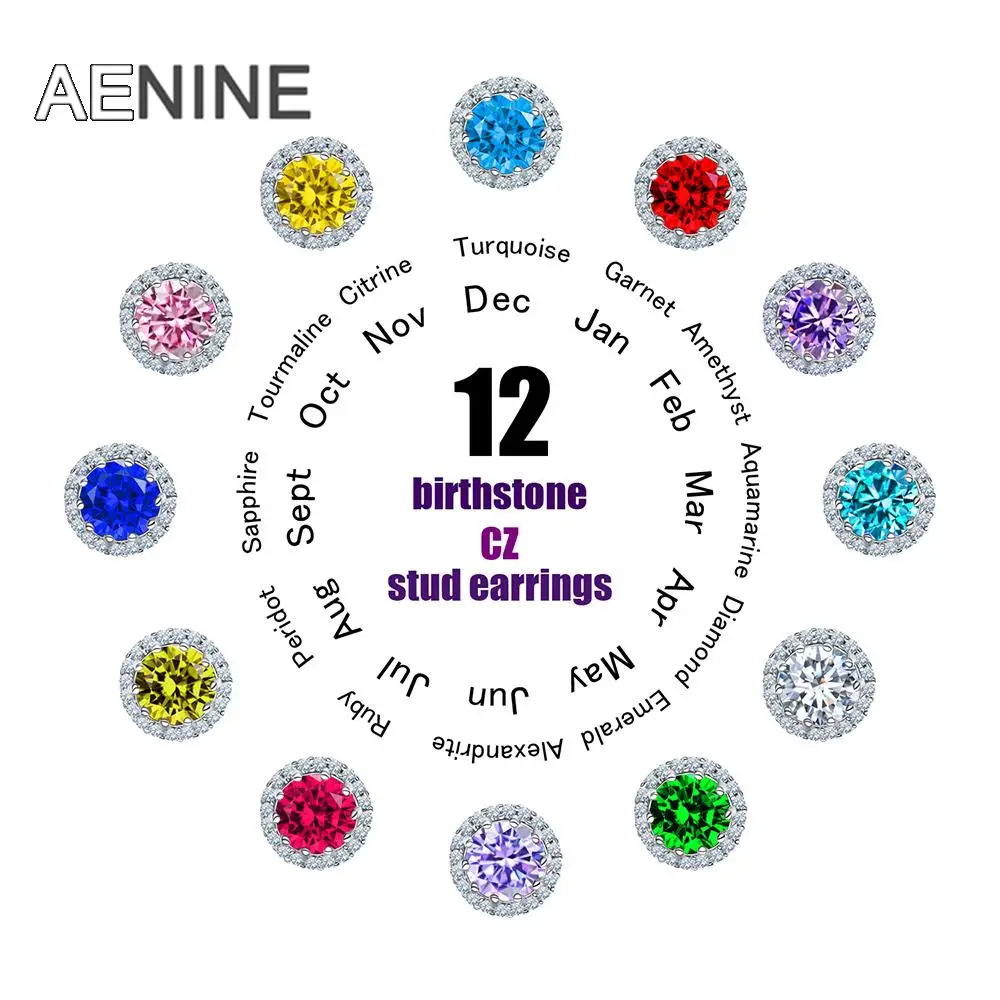 AENINE Classic Birthstone Stud Earrings For Women AAA Cubic Zirconia 12 Months Female Birthday Earrings Jewelry Brincos ODE600
AENINE Classic Birthstone Stud Earrings For Women AAA Cubic Zirconia 12 Months Female Birthday Earrings Jewelry Brincos ODE600