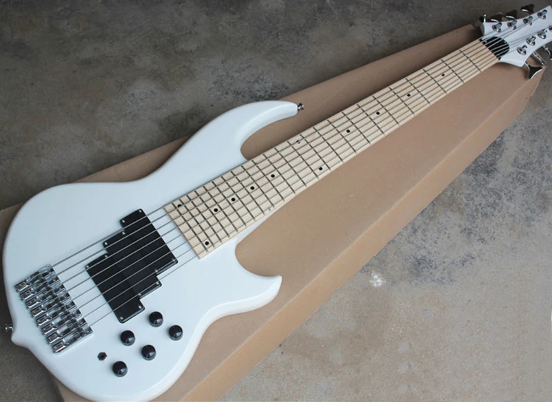 Wholesale 8 Strings White Electric Bass Guitar with Neck-thru-Body,3 Pickups,24 Frets,offering customized services
Wholesale 8 Strings White Electric Bass Guitar with Neck-thru-Body,3 Pickups,24 Frets,offering customized services