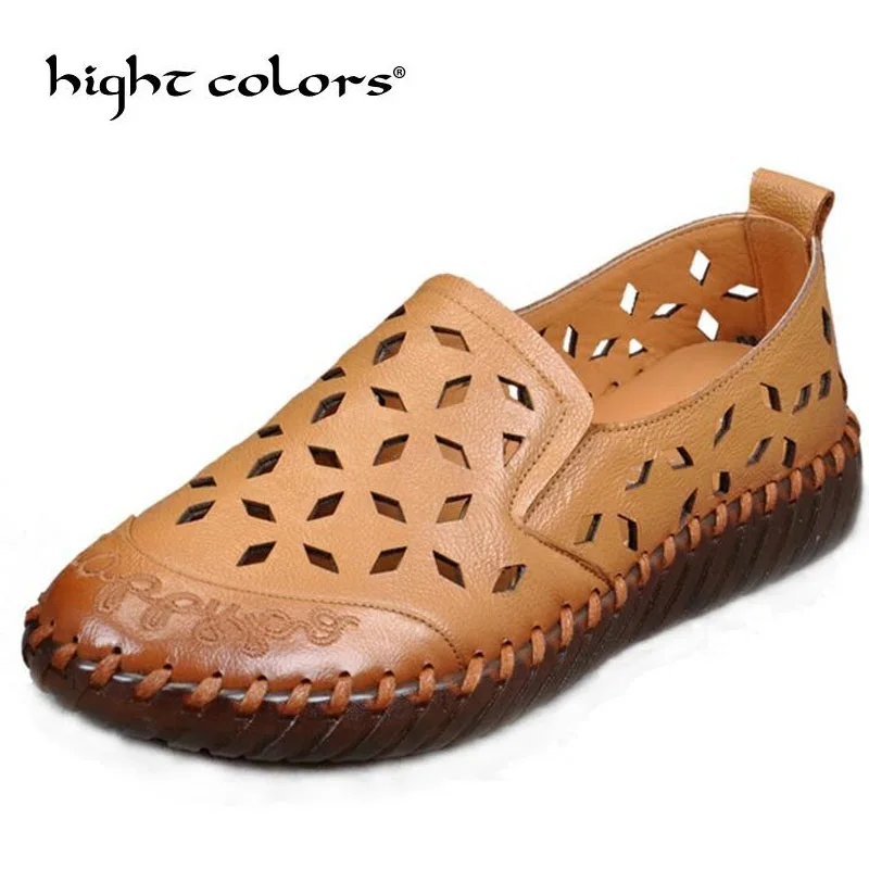 2018 Genuine Leather Moccasins Shoes Woman Solid Slip On Boat Shoes for Women Flats Shoes Loafers Chaussure Femme