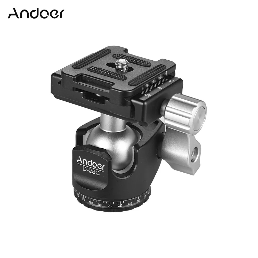 Andoer D-25C CNC Ball Head Aluminum Alloy Double Notch Mini Ballhead for Tripod Monopod for Canon Nikon Sony DSLR ILDC Cameras
Andoer D-25C CNC Ball Head Aluminum Alloy Double Notch Mini Ballhead for Tripod Monopod for Canon Nikon Sony DSLR ILDC Cameras