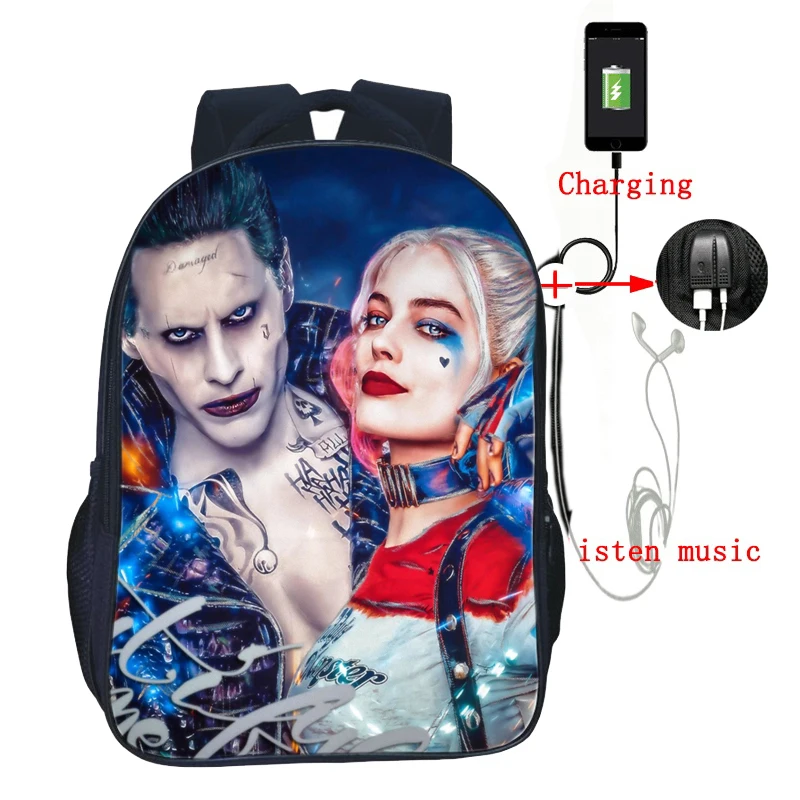 Boys Girls Teens Backpacks Suicide Squad USB Charge Joker School Bags Beautiful Backpack Harley Quinn Knapsack For Men Women
Boys Girls Teens Backpacks Suicide Squad USB Charge Joker School Bags Beautiful Backpack Harley Quinn Knapsack For Men Women