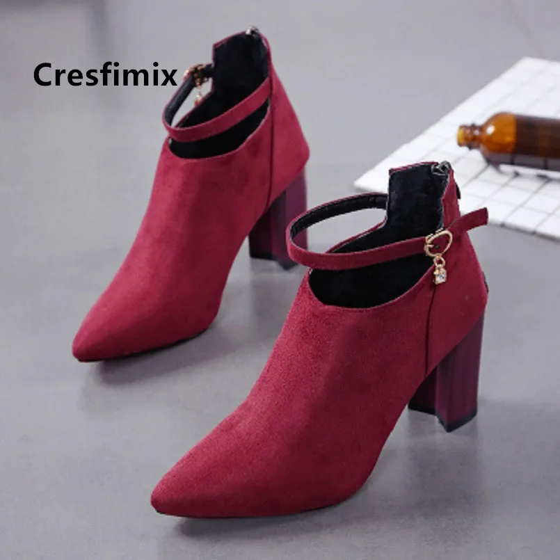Botas De Mujer Women Cute Wine Red Pointed Toe Buckle Strap High Heel Boots Lady Black Autumn Ankle Martin Boots Cool Boot E5450
Botas De Mujer Women Cute Wine Red Pointed Toe Buckle Strap High Heel Boots Lady Black Autumn Ankle Martin Boots Cool Boot E5450