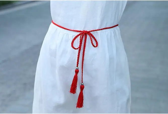 100x thin long braided rope chain waist belts with tassels decorations fashion Woven female elegant belt corset strap mujer
100x thin long braided rope chain waist belts with tassels decorations fashion Woven female elegant belt corset strap mujer