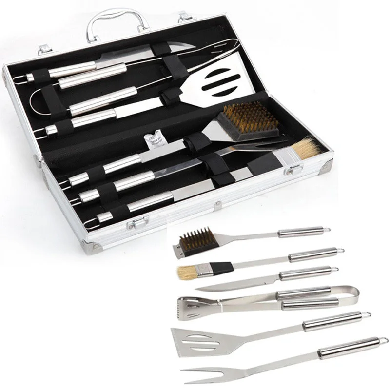 6pcs Stainless Steel BBQ Tool Set BBQ Grill Tong Cleaning brush Shovel Fork Oil brush and BBQ knife Outdoor Barbecue Accessories
6pcs Stainless Steel BBQ Tool Set BBQ Grill Tong Cleaning brush Shovel Fork Oil brush and BBQ knife Outdoor Barbecue Accessories