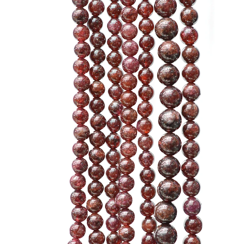 

FLTMERH-wholesale Natural Stone Beads Dark Red Garnet Round Loose Beads for Jewelry Making 15.5" Pick Size 4.6.8.10.12mm