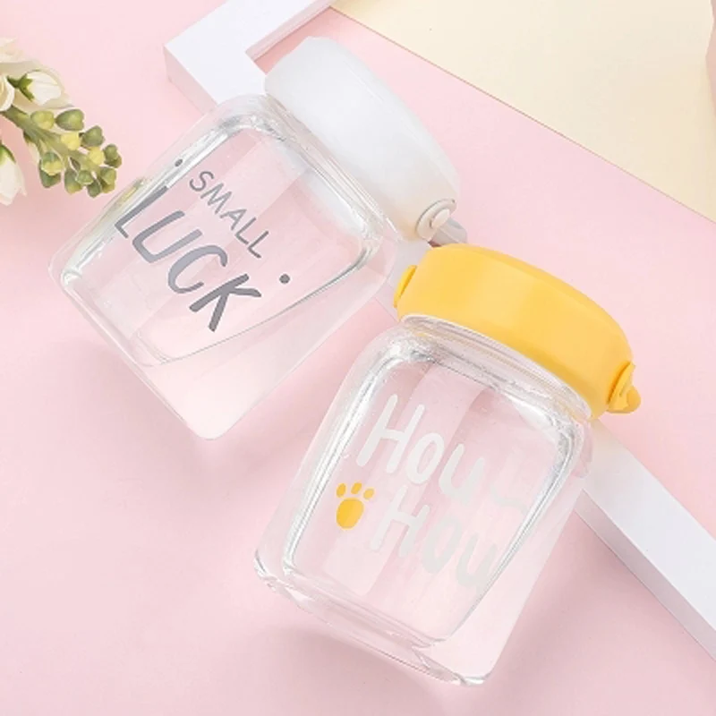 Glass Water Bottle Sports BPA Free for Kids Animal Fruit Portable Cute Water Bottle Drinkware Tour Bottles for Children Cartoon (16)