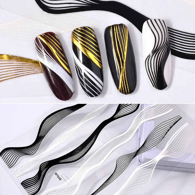 MYBORMULA 1 sheet 3D Gold Wave Stripe Nail Art Sticker Multi-size Lines Adhesive Transfer Decals Manicure DIY Designs decoration
MYBORMULA 1 sheet 3D Gold Wave Stripe Nail Art Sticker Multi-size Lines Adhesive Transfer Decals Manicure DIY Designs decoration