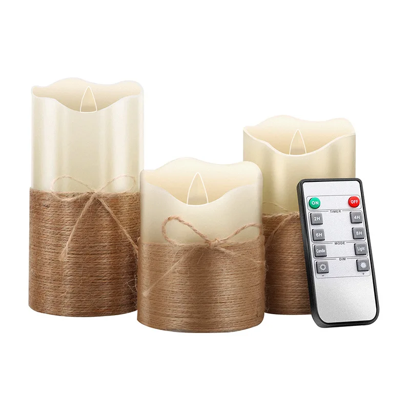Simulation flame sway led electronic candle three-piece set restaurant bar hemp rope led candle lamp remote control
Simulation flame sway led electronic candle three-piece set restaurant bar hemp rope led candle lamp remote control