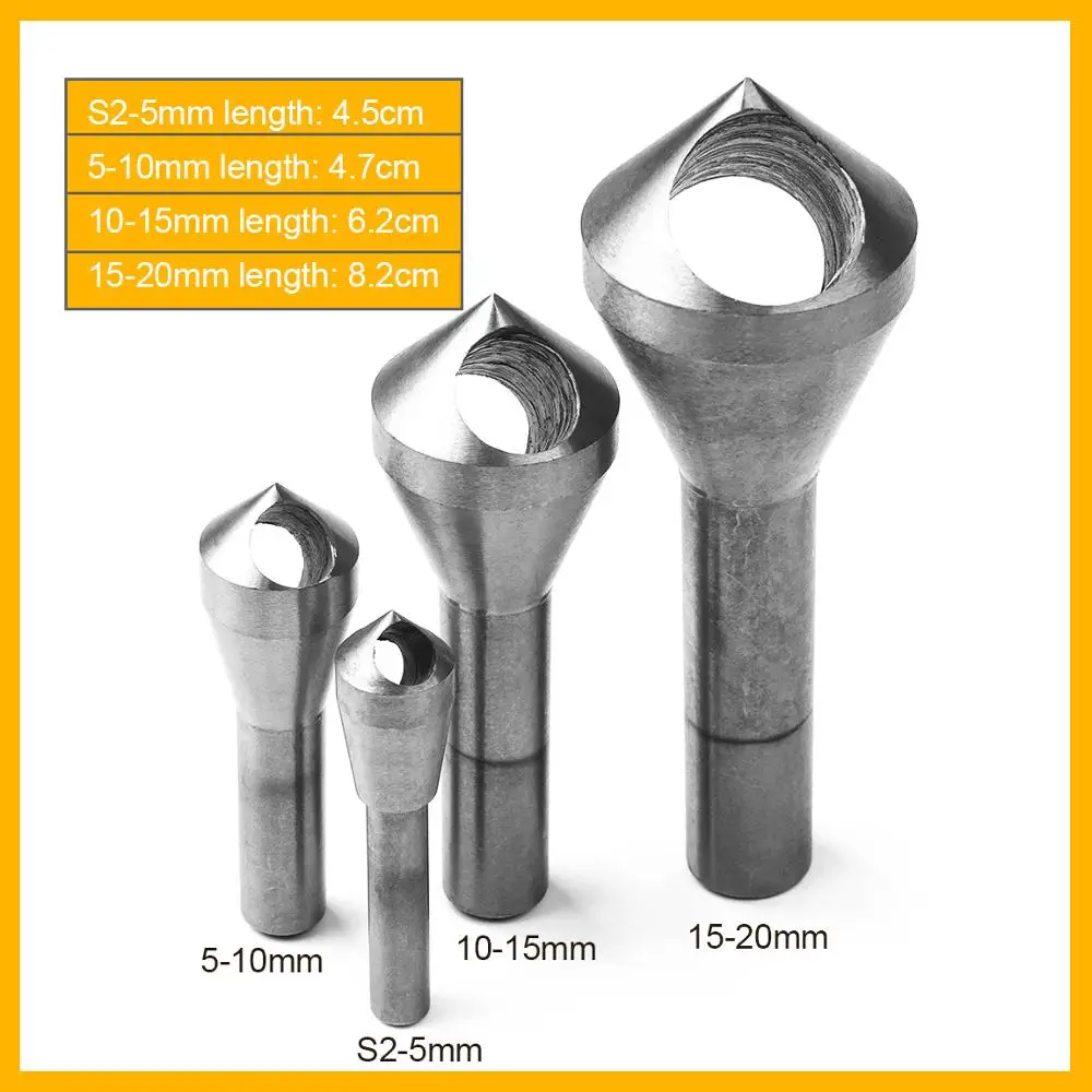 Best Quality 4Pcs HSS Chamfer Countersink Drill Bit 2-5mm 5-10mm 10-15 mm 15-20mm Cutters Deburring Tool For Woodworking | Инструменты