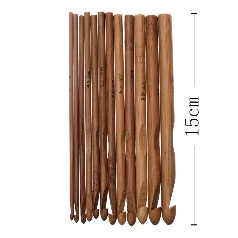 Description Picture 5 of itemNew Arrival 12 Pcs 12 Size Bamboo Wooden Hook Crochet Kit Knitting Needles For Loom Tool DIY Crafts Knitting Accessory