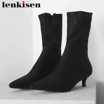 Lenkisen pointed toe slip on look thin med heels autumn winter korean girls runway wedding women stretch sock ankle boots L96
Lenkisen pointed toe slip on look thin med heels autumn winter korean girls runway wedding women stretch sock ankle boots L96