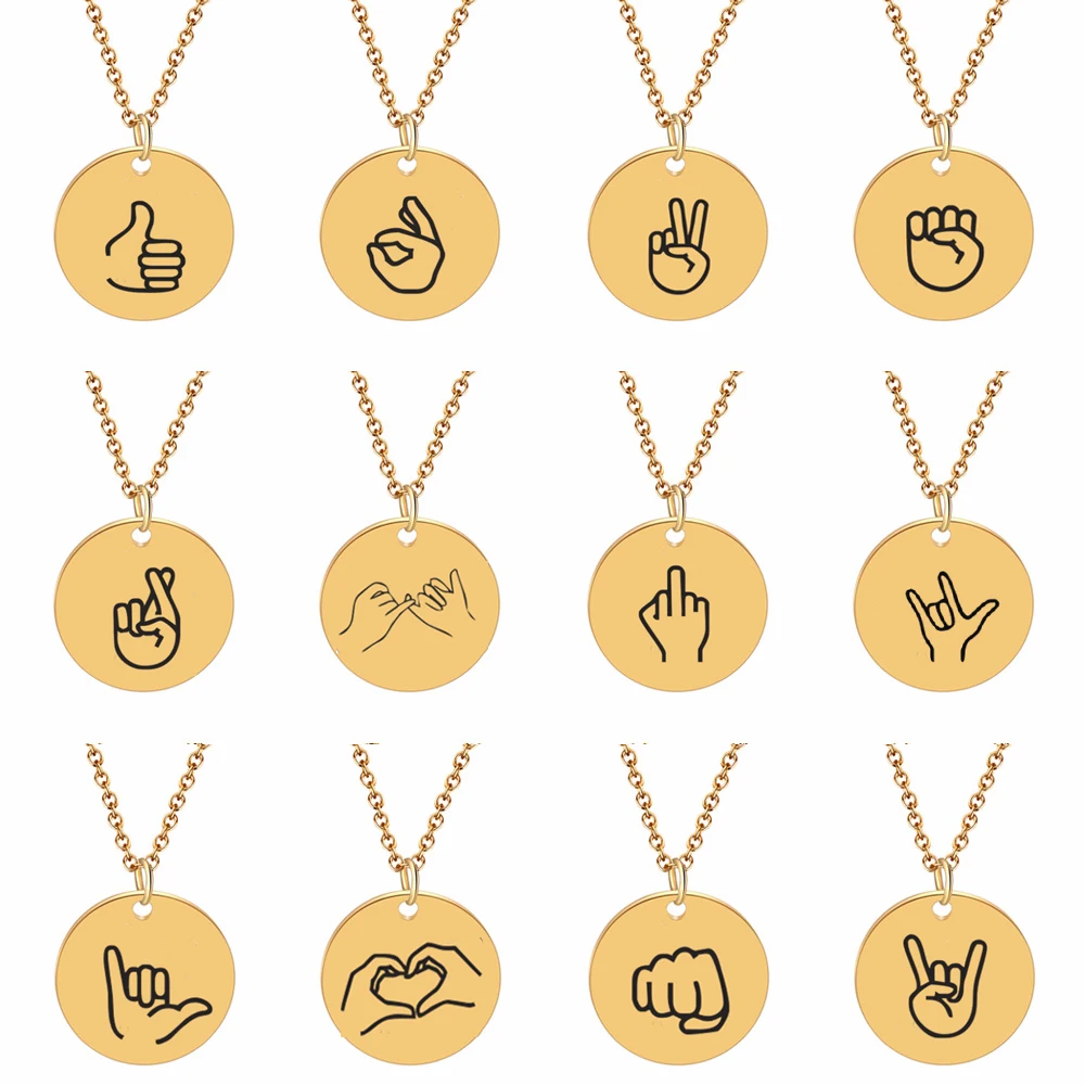 Custom Jewelry Round Circle Pendant Necklace I Love U Heart Rock N Roll Nope Promise Peace Resist Finger Crossed Shaka Thumbs UP
Custom Jewelry Round Circle Pendant Necklace I Love U Heart Rock N Roll Nope Promise Peace Resist Finger Crossed Shaka Thumbs UP