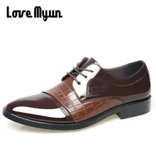 Goedkoopste Werken Kantoor schoenen heren lederen schoenen business schoenen trouwschoenen lace up puntschoen flats big size 38-45 AA-20(China)