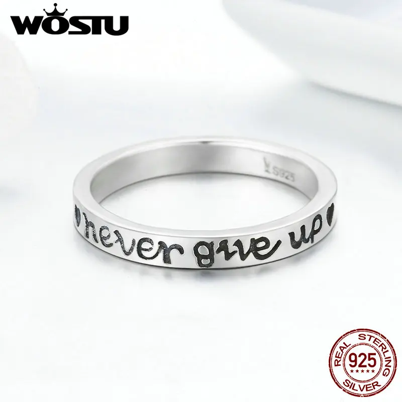 WOSTU Authentic 925 Sterling Silver Never Give Up Letter Faith Finger Rings for Women S925 Fine Jewelry Female Gift BKR204
WOSTU Authentic 925 Sterling Silver Never Give Up Letter Faith Finger Rings for Women S925 Fine Jewelry Female Gift BKR204