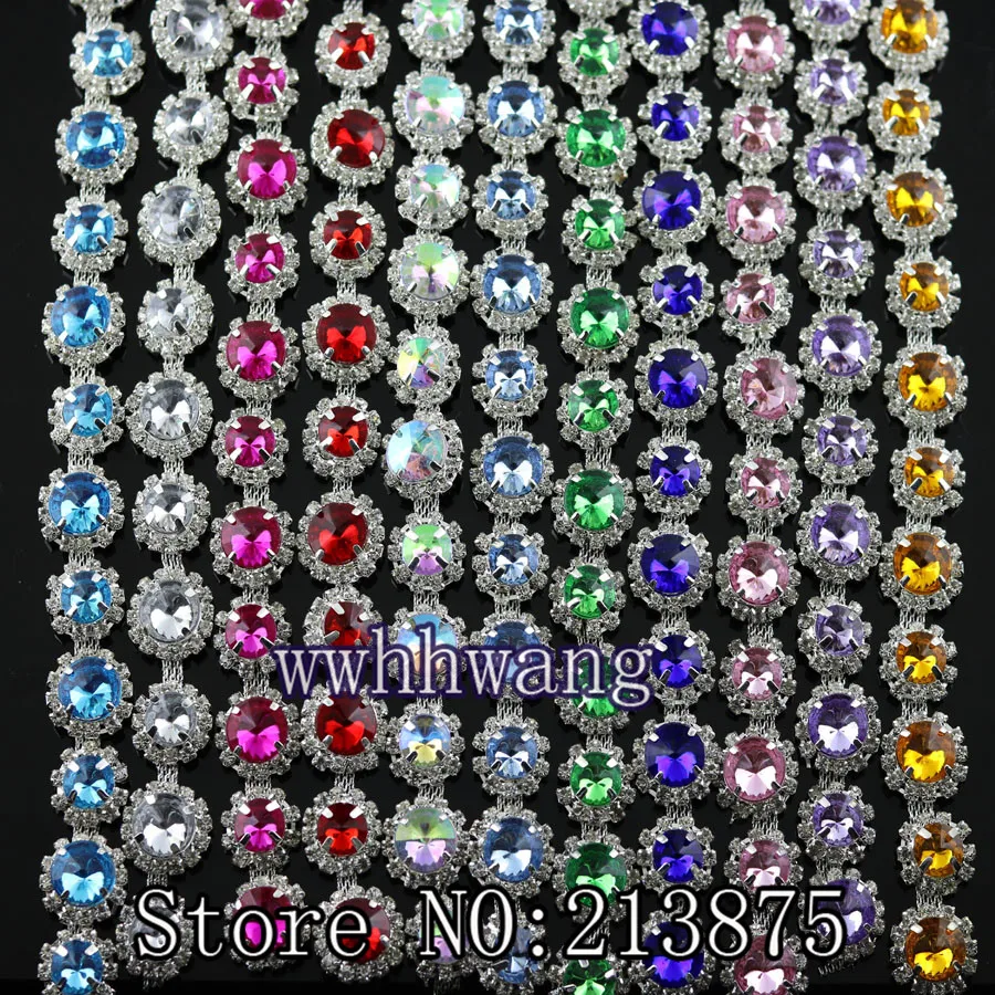 Fashion 1yard, 10mmX12mm Colorful Round resin + Clear glass Crystal rhinestone chain sew Silver chain trim Wedding Applique DIY
Fashion 1yard, 10mmX12mm Colorful Round resin + Clear glass Crystal rhinestone chain sew Silver chain trim Wedding Applique DIY