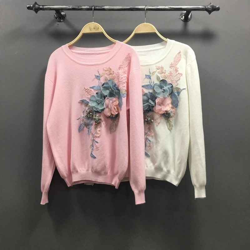 2018 Autumn Pullover Sweater Woman New Loose Three-dimensional Flower Embroidery Sequin Sweaters Oversize Pullover Knit Coats
2018 Autumn Pullover Sweater Woman New Loose Three-dimensional Flower Embroidery Sequin Sweaters Oversize Pullover Knit Coats