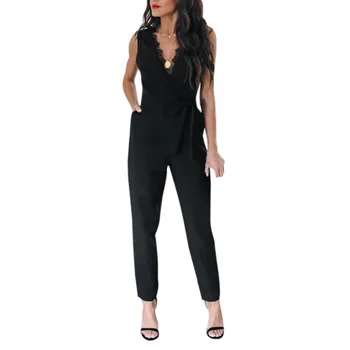 Women jumpsuit Spring Vest Solid Color Sexy Deep v Open Back Crossover Lace Pocket High Waist Jumpsuit
Women jumpsuit Spring Vest Solid Color Sexy Deep v Open Back Crossover Lace Pocket High Waist Jumpsuit