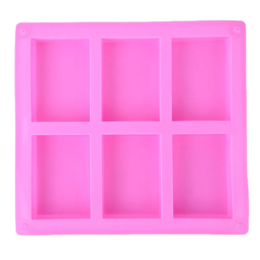 Image 6 Cavities Handmade Rectangle Square Silicone Soap Mold Chocolate Cookies Mould Cake Decorating Fondant Molds 1 Piece