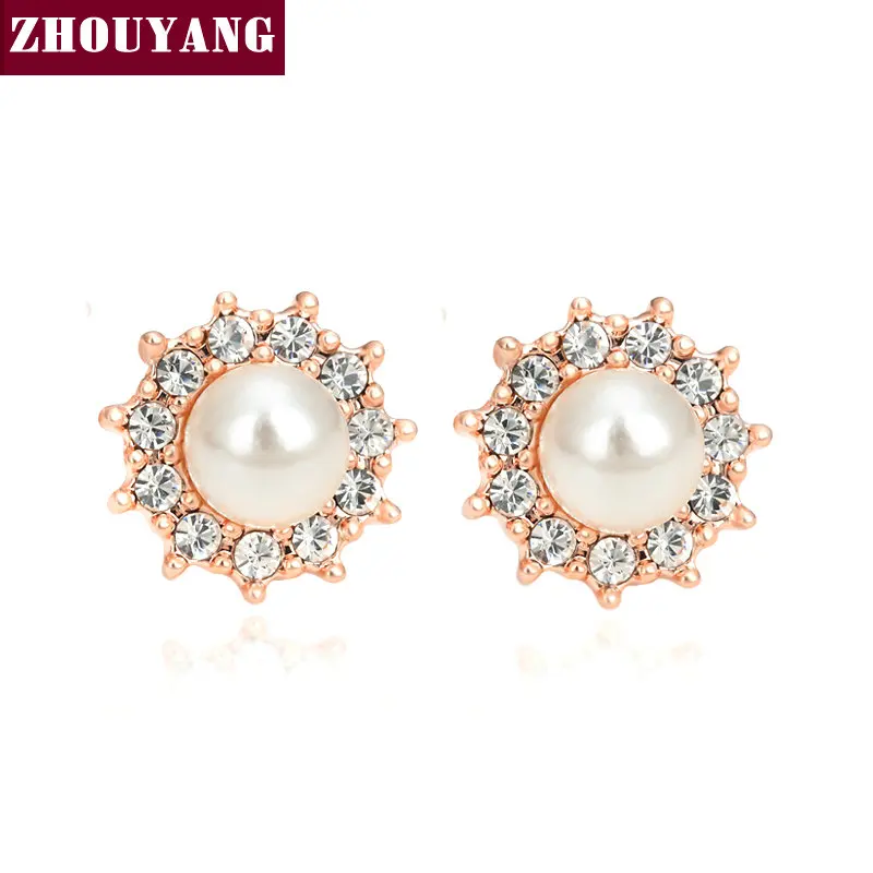 ZHOUYANG Top Quality Round Imitation Pearl Crystal Rose Gold Color Earring Austrian Crystal Wholesale ZYE375 ZYE376
ZHOUYANG Top Quality Round Imitation Pearl Crystal Rose Gold Color Earring Austrian Crystal Wholesale ZYE375 ZYE376