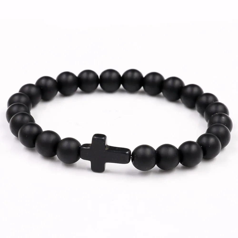 8mm Nature Matte Black Stone Beads With Cross Lucky Charm Male Bracelet Men Elastic Bangle Female Jewelry,Birthday Gift
8mm Nature Matte Black Stone Beads With Cross Lucky Charm Male Bracelet Men Elastic Bangle Female Jewelry,Birthday Gift