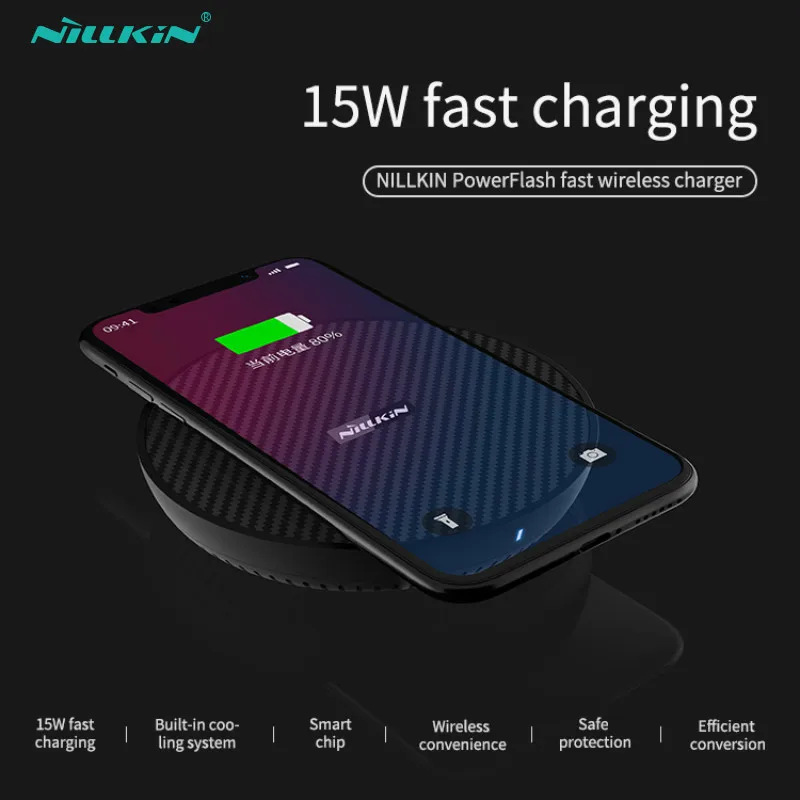 Фото Nillkin PowerFlash Беспроводное зарядное устройство для iPhone XS Max XR X 7 5 W 10W 15W Быстрое Qi Samsung