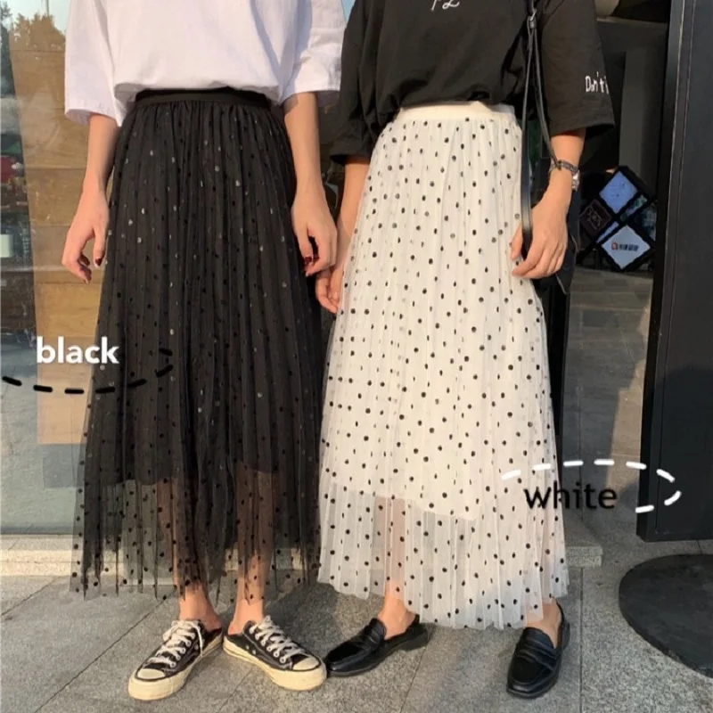 Spring new skirt wave dot mesh skirt female chic Korean sexy Vintage Ankle-Length high waist casual fashion Preppy skirt
Spring new skirt wave dot mesh skirt female chic Korean sexy Vintage Ankle-Length high waist casual fashion Preppy skirt