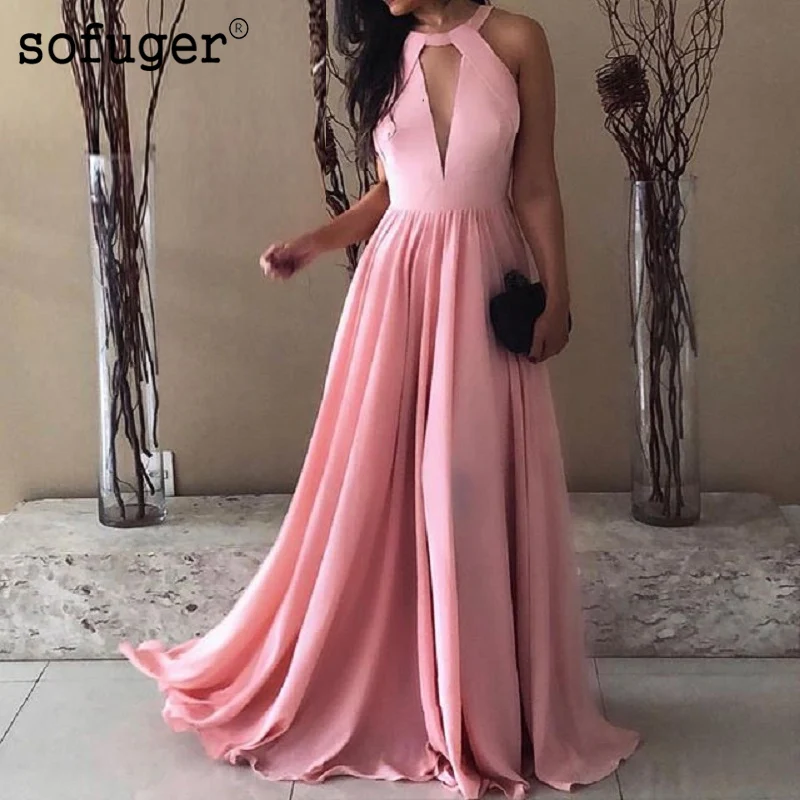 Long Pink Prom Dresses A Line Sleeveless Sweep Train Backless Evening Formal Party Dress for Women 2019 vestido de gala
Long Pink Prom Dresses A Line Sleeveless Sweep Train Backless Evening Formal Party Dress for Women 2019 vestido de gala