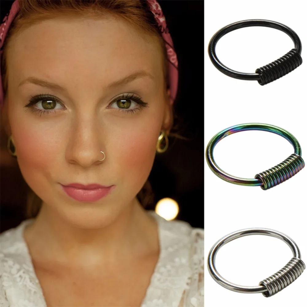 Hot 3 color Spring Wrap Captive Piercing Ring Real Pierced Septum Ring Nose Ear Catilage Tragus Helix Clicker Body Jewelry
Hot 3 color Spring Wrap Captive Piercing Ring Real Pierced Septum Ring Nose Ear Catilage Tragus Helix Clicker Body Jewelry