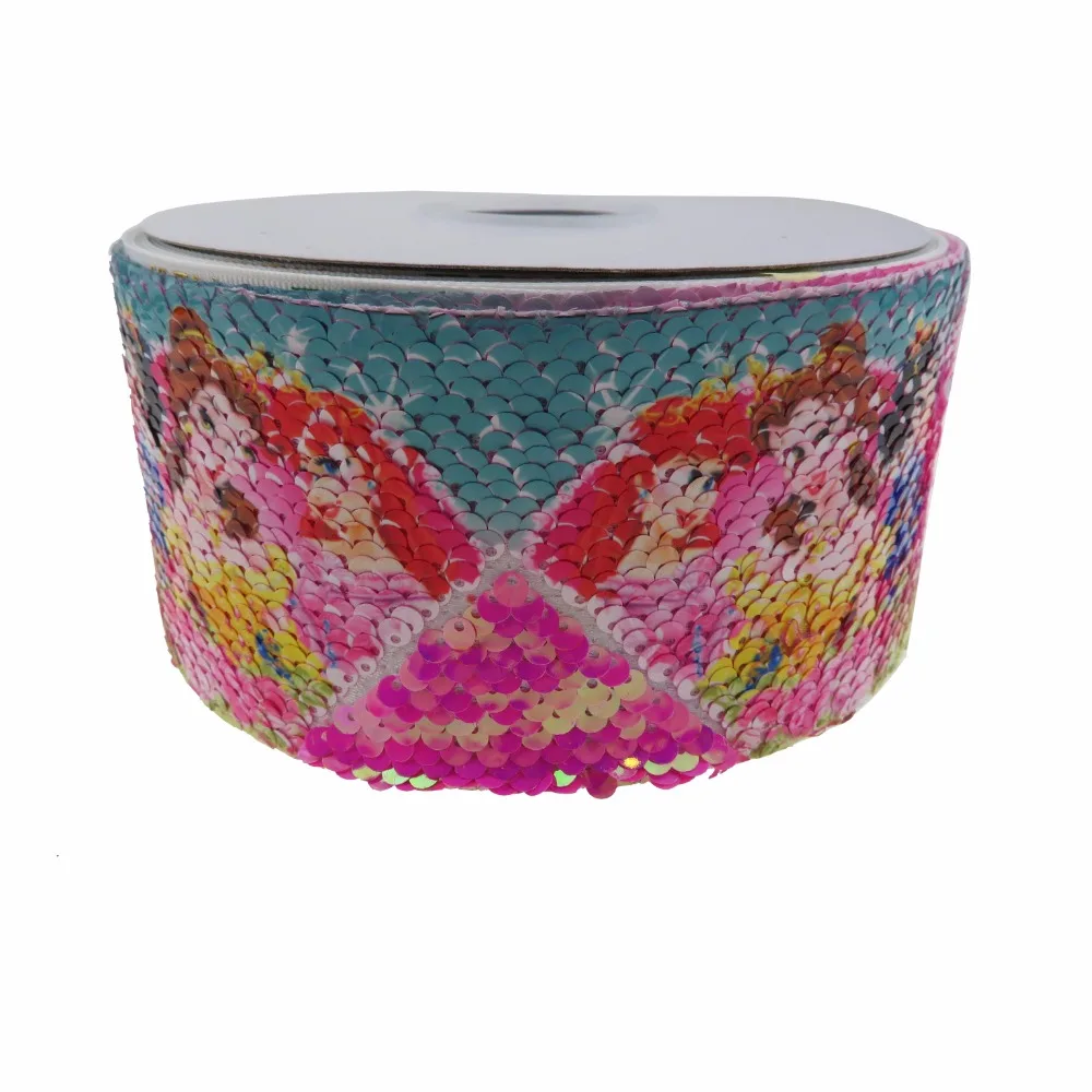 3 Inch (75mm) DIY cartoon character heat transfer printed Reversible Sequin Fabric Ribbon 
3 Inch (75mm) DIY cartoon character heat transfer printed Reversible Sequin Fabric Ribbon