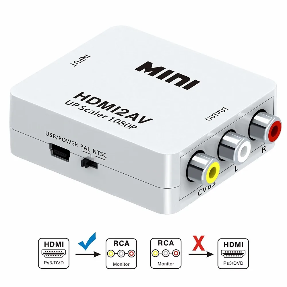 KUYiA 1080P Mini HDMI to AV 3RCA CVBs Composite Video Audio Converter Adapter Supporting PAL/NTSC-1Pcs
KUYiA 1080P Mini HDMI to AV 3RCA CVBs Composite Video Audio Converter Adapter Supporting PAL/NTSC-1Pcs