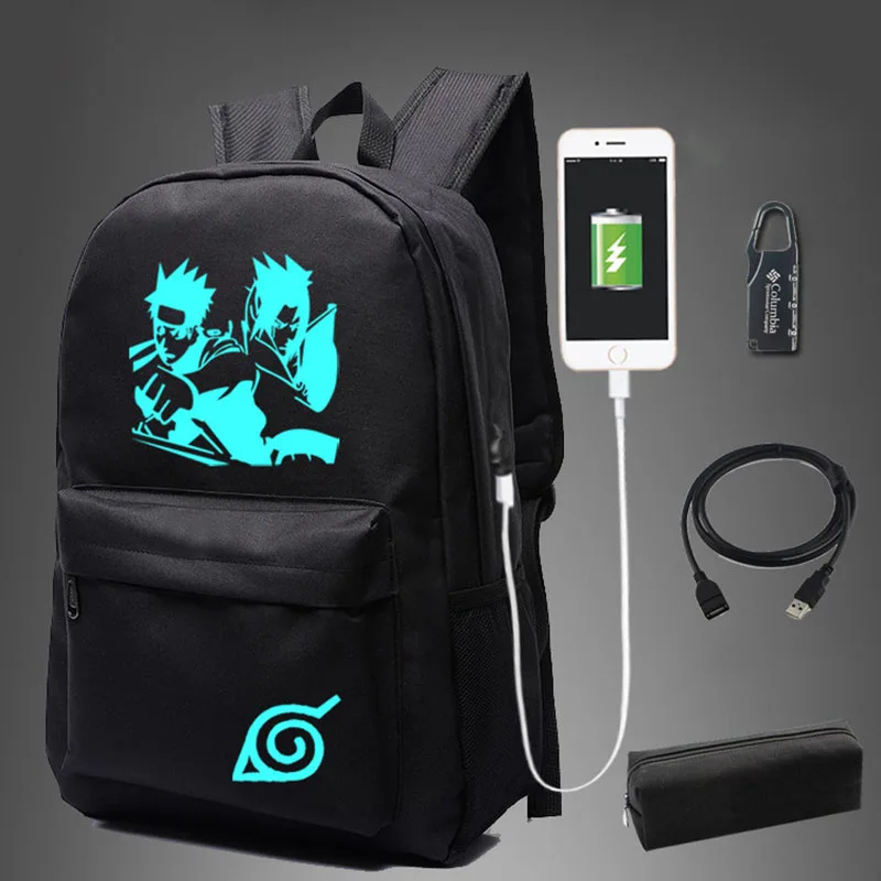 Uzumaki Naruto Uchiha Sasuke School Bag noctilucous Luminous backpack Notebook backpack Daily Bag With USB Port Free Lock
Uzumaki Naruto Uchiha Sasuke School Bag noctilucous Luminous backpack Notebook backpack Daily Bag With USB Port Free Lock