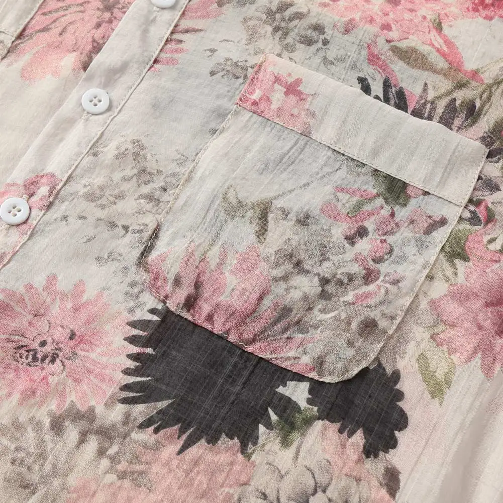 Plus Size - Vintage Floral Printed Blouse Elegant 3/4 Sleeve (Us 14-26W)
