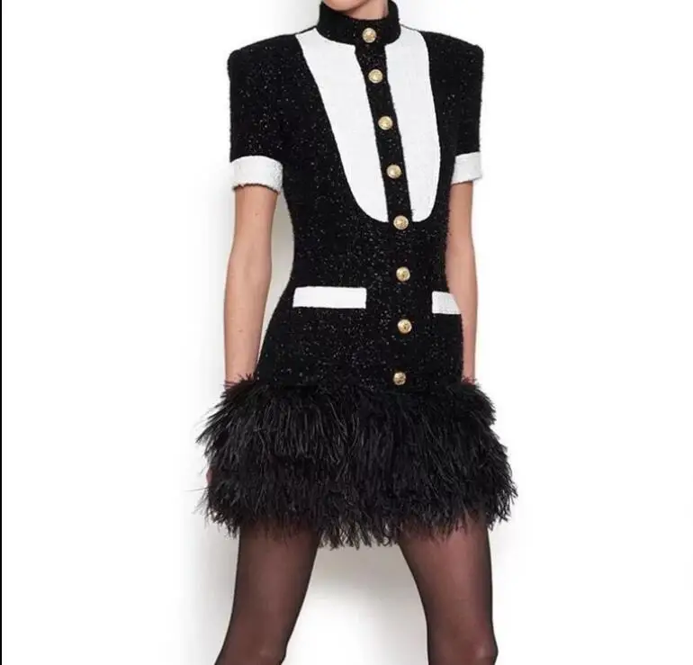 High Quality Celebrity Black Bodycon Dress Feathers Stand Elegant Night CLub Evening Party Summer Dress
High Quality Celebrity Black Bodycon Dress Feathers Stand Elegant Night CLub Evening Party Summer Dress