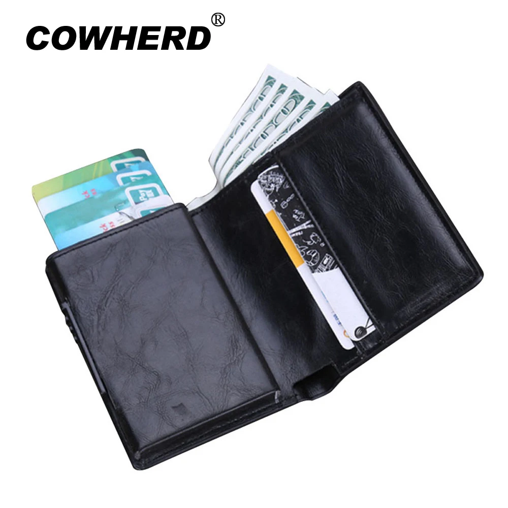 RFID Blocking Metal Men Aluminum Alloy Credit Card Holder PU Leather Wallet Anti-theft Male Purse Automatic Pop Up Card Case
RFID Blocking Metal Men Aluminum Alloy Credit Card Holder PU Leather Wallet Anti-theft Male Purse Automatic Pop Up Card Case